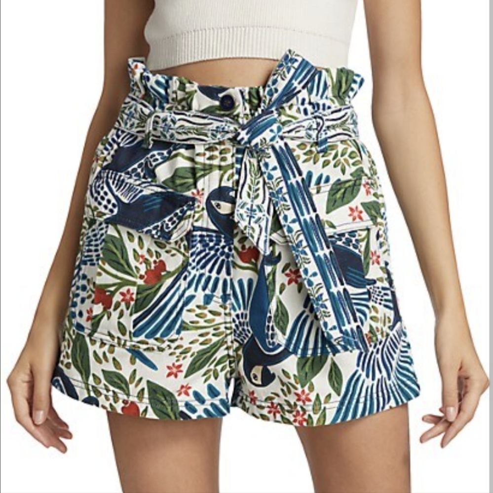 Farm Rio Macaw Flight Paperbag Shorts